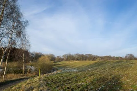 Grass pastures in winter Stock Photos