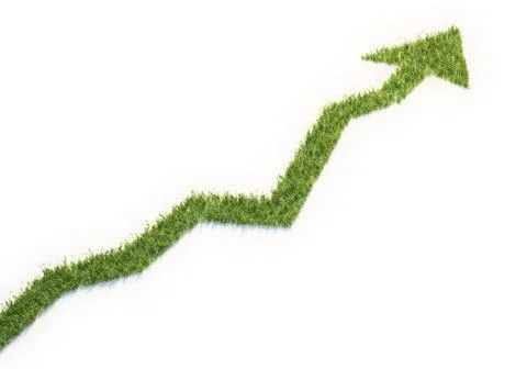 Grass patch shaped like a graph - eco business concept Ilustración de archivo