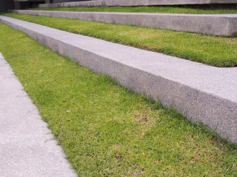 The grass planted terraces,split level Foto stock