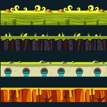 Grass Platformer Level Floor Design Set イラスト素材
