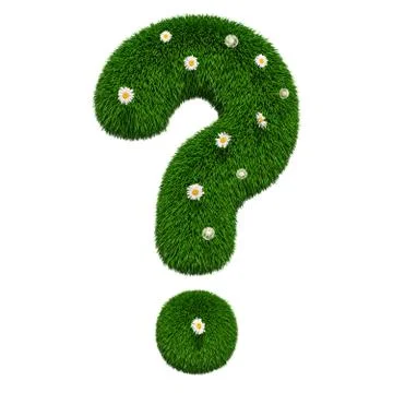 Grass question mark with flowers, 3D rendering 스톡 일러스트