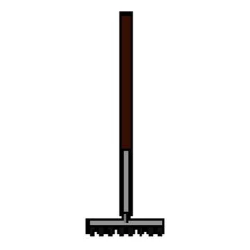 Grass rake pixel art vector illustration Illustration