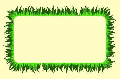 Grass rectangle frame with copy space. Lawn border with green foliage blades  Stock Illustration