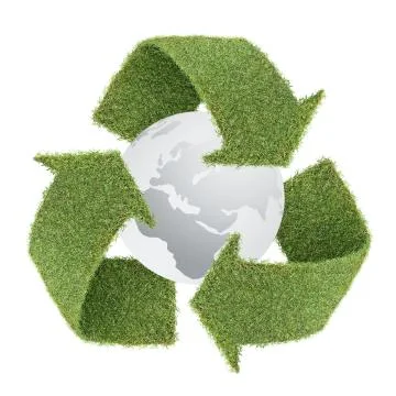 Grass recycle symbol with globe Stock Photos