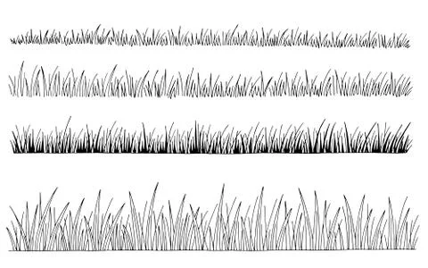 Grass set graphic black white isolated sketch illustration vector Stock Illustration