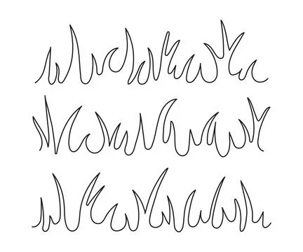 Grass set, landscape of field, one art continuous line drawing. Single hand d Stock Illustration