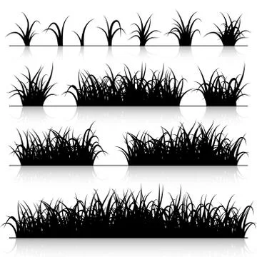 Grass silhouette set Illustrazione stock
