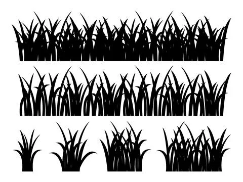 Grass silhouette vector set Illustrazione stock