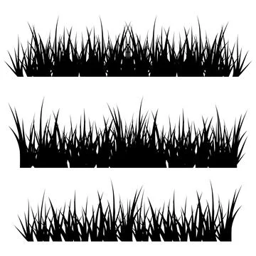Grass silhouette vector set on transparent background Stock Illustration