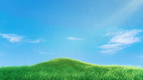 Grass Slow Loop on Blue Sky Stock Footage 256867160