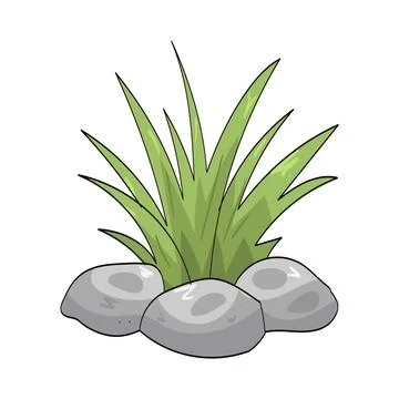 Grass stone border illustration Stock Illustration