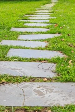 Grass stone path Stock Photos