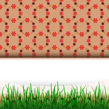 Grass stripe down with blank place and red pattern vector  illustration 스톡 일러스트