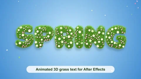 Grass Text | 3D Green Grass &amp; Flowers Letters Animation Toolkit After Effects stock
