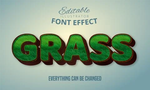 Grass text, editable font effect Stock Illustration