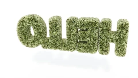 Grass text HELLO on white bg able to loop endless Stock Footage 325967629