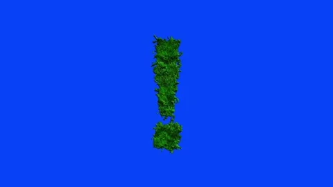Grass texture exclamation mark symbol animation with blue screen Stock Footage 336632218