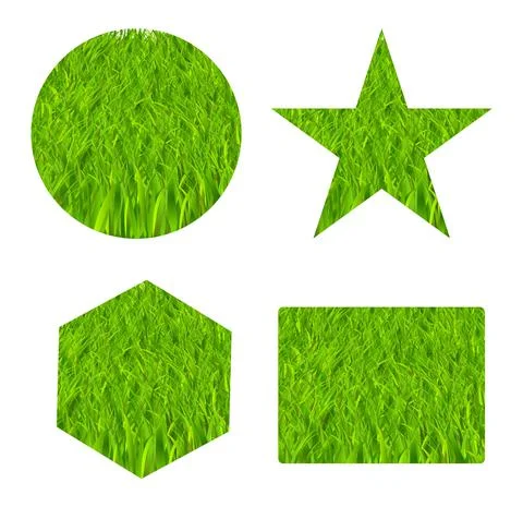 Grass Texture Within Different Shapes Stock Illustration