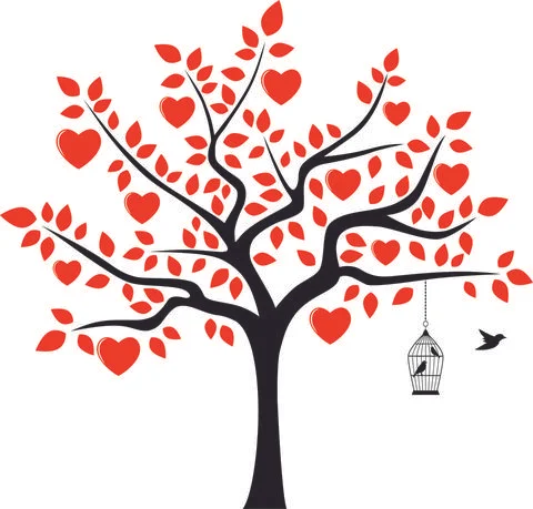 Grass Tree Birds Vector Stock Illustration