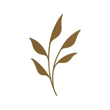 Grass tree branch stem leaves golden metallic decor element 3d icon realist.. Illustrazione stock