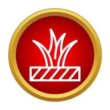 Grass turf icon on red circle button Stock Illustration