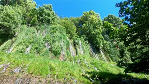 Grass wall with water falling Stock Footage 271063134