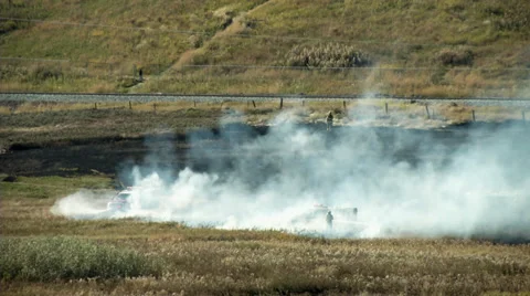 Grassfire-Firemen Clips Stock Footage 31153965