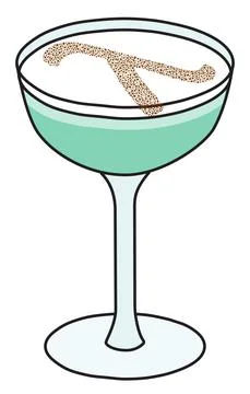 Grasshopper cocktail in coupe glass with lambda LGBT equality sign. For gay bar Stock Illustration