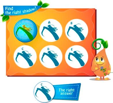 Grasshopper find right shadow Stock Illustration