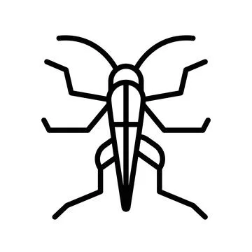 Grasshopper icon linear logo mark in black and white Stock Illustration