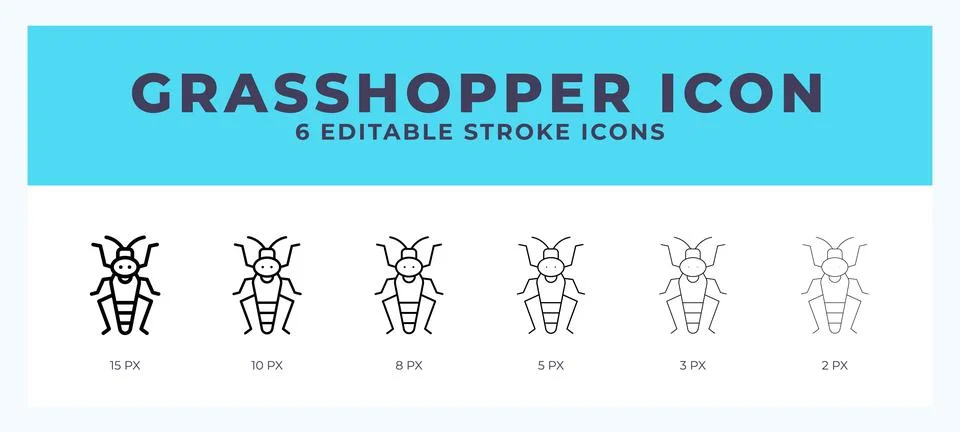 Grasshopper icon set with different stroke. Design elements for logo. Vecto.. Stock Illustration