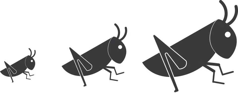 Grasshopper icon. three grasshopper vector  symbol Stock Illustration