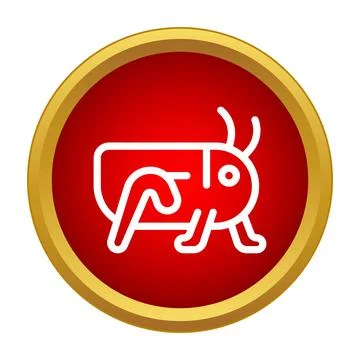 Grasshopper insect bug icon in red circle Stock Illustration