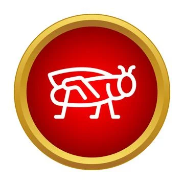 Grasshopper insect bug icon in red circle Stock Illustration