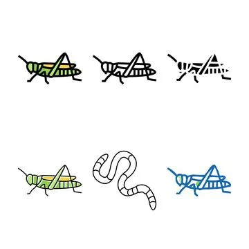 Grasshopper insect forms color icon vector Stock Illustration