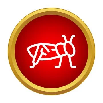 Grasshopper insect icon on red gold circle Stock Illustration