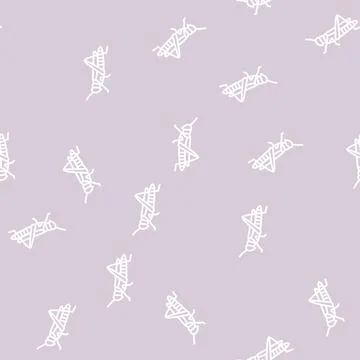 Grasshopper insect line seamless pattern イラスト素材