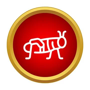 Grasshopper insect pest icon on red button design Stock Illustration