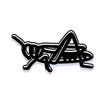 Grasshopper insect silhouette icon with shadow Stock Illustration