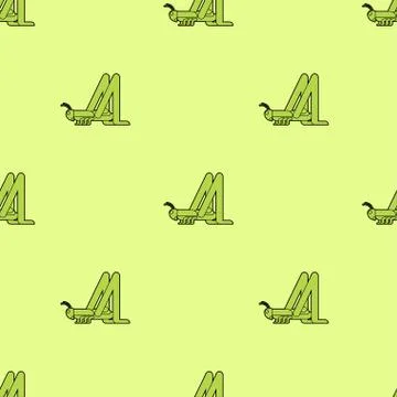 Grasshopper pattern seamless. green locust background. Insect vector ornament 스톡 일러스트