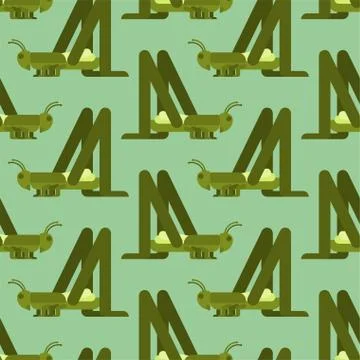 Grasshopper pattern seamless. green locust background. Insect vector ornament Stock Illustration