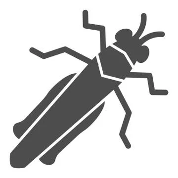 Grasshopper solid icon, Insects concept, locust sign on white background Illustrazione stock
