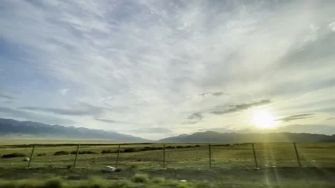 The Grassland at Sunset in Xinjiang Stock Footage 310034036