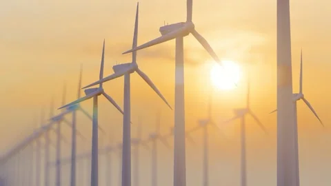 Grassland wind power-windmill rotation video Stock Footage 288290390