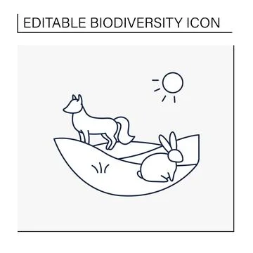 Grasslands line icon Stock Illustration