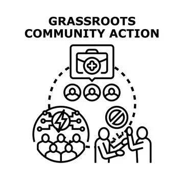 Grassroots community action finding solutions and facing challenges Ilustração Stock