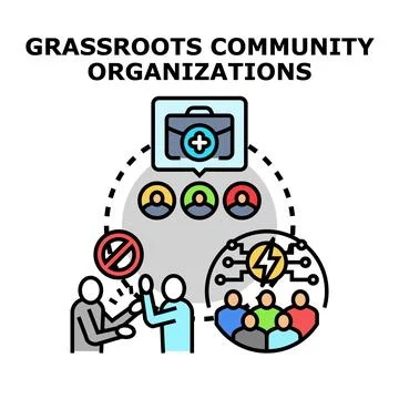 Grassroots community organizations solving problems and initiating action Stock Illustration