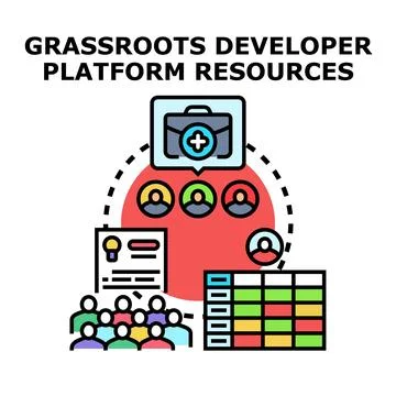 Grassroots developer platform resources providing community support Stockillustratie