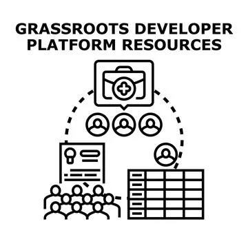 Grassroots developer platform resources providing community support Stockillustratie