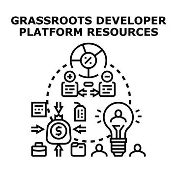 Grassroots developer platform resources providing solutions Stock Illustration